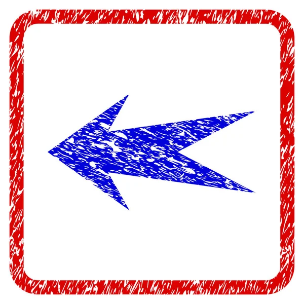 Flecha izquierda Grunge Icono enmarcado — Vector de stock