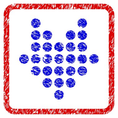 Noktalı ok aşağı Grunge simgesi çerçeveli