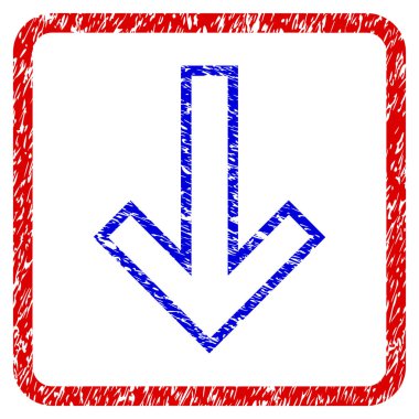 Grunge aşağı ok simgesi çerçeveli