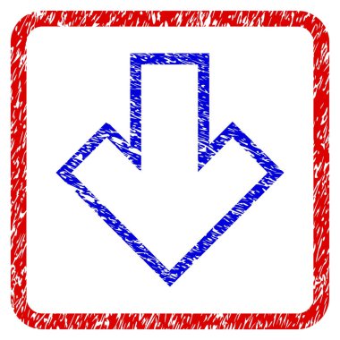 Grunge aşağı ok simgesi çerçeveli