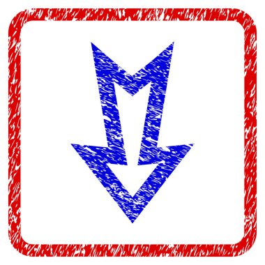 Grunge aşağı ok simgesi çerçeveli