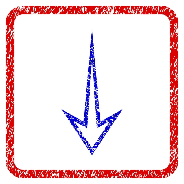 Pijl-omlaag Grunge ingelijst pictogram — Stockvector