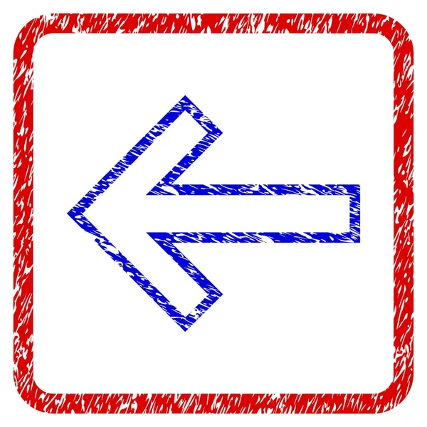 Pijl links Grunge ingelijst pictogram — Stockvector