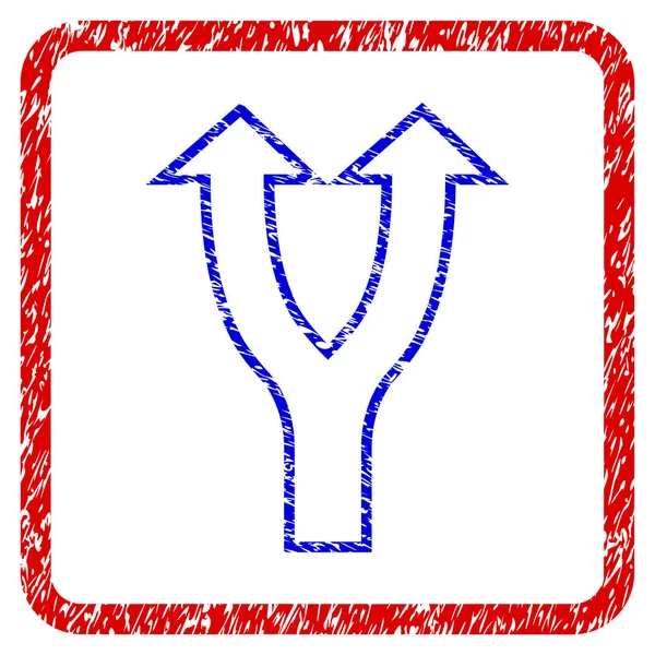Bifurcatie pijl-omhoog of Grunge ingelijst pictogram — Stockvector