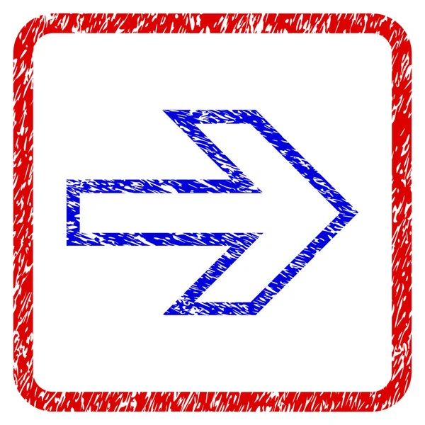 Pijl rechts Grunge ingelijst pictogram — Stockvector
