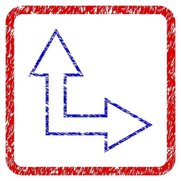 Keuze pijl rechts omhoog Grunge ingelijst pictogram — Stockvector