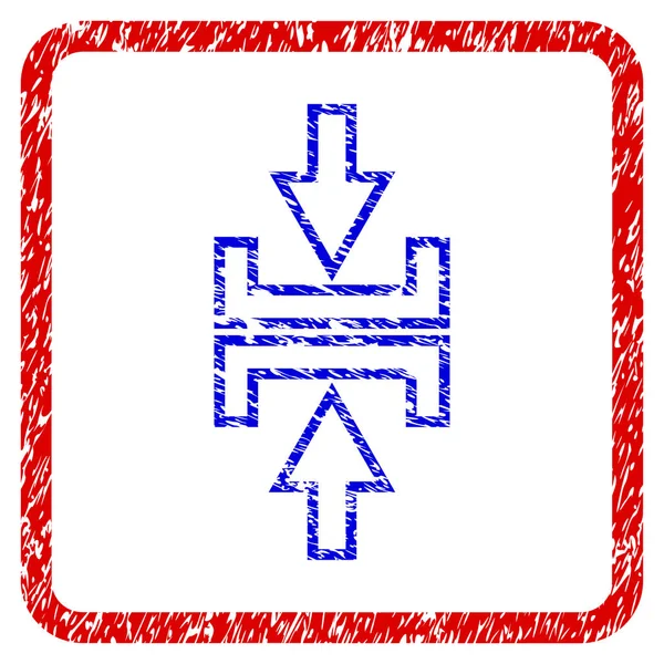 Druk pijlen verticale Grunge ingelijst pictogram — Stockvector