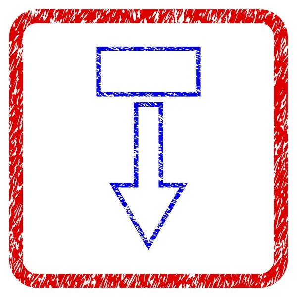 Pijl-omlaag Grunge ingelijste pictogram trekken — Stockvector