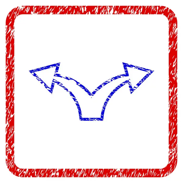 Split pijl links rechts Grunge ingelijst pictogram — Stockvector
