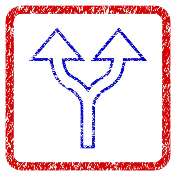 Gesplitste pijlen van Grunge ingelijst pictogram — Stockvector