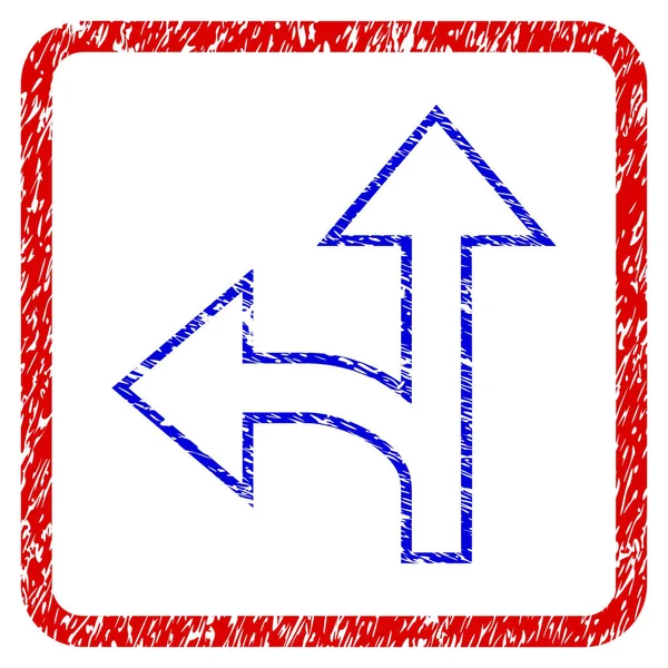 Split richting linker voorwaartse Grunge ingelijst pictogram — Stockvector