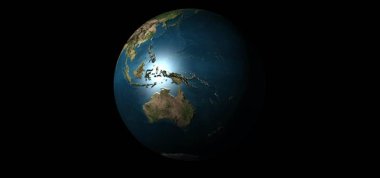 Siyah arka plan üzerinde dünya. bir dünya 3D Illustration. Çok uzaya.