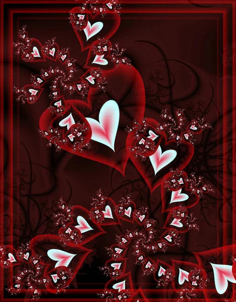 Postcard for Valentine\'s day.Digital fractal 3D design.