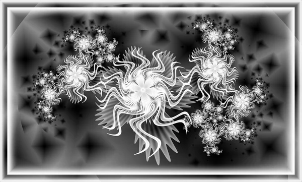 Kerst Fractal Bestaande Uit Sneeuwballen Fractal Witte Zwarte Tinten Sneeuwvlokken — Stockfoto