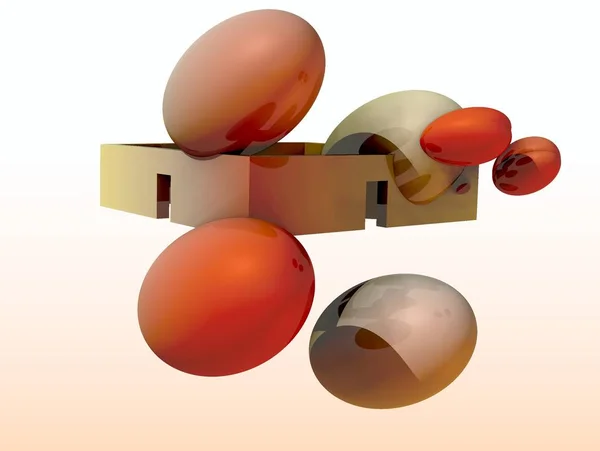 Velikonoční Vajíčka Krabici Velikonoční Přání Malovanými Vejci Digitální Fraktální Design Stock Snímky