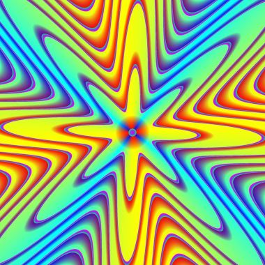 Çok renkli bir çiçek şeklinde psychedelic sanatsal desen. Dijital fraktal 3d tasarım.