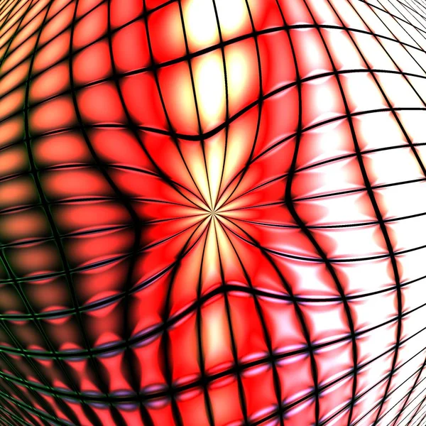 Röd Tråd Staket Kvadrat Digitala Fractal Design — Stockfoto
