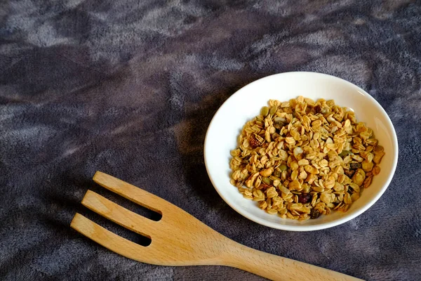 Desayuno Cereales Con Avena Integral Fresa Seca Sabroso Perfecto Para —  Fotos de Stock