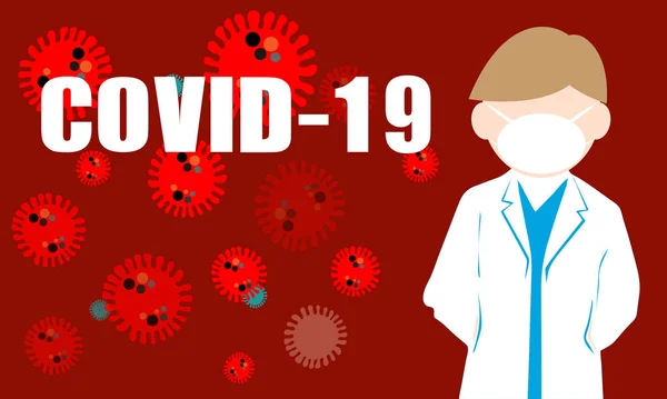 Corona virüsü COVID-19 vektör illüstrasyon virüsü ve doktor geçmişi