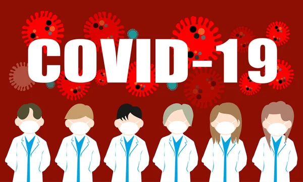 Corona virüsü COVID-19 vektör illüstrasyon virüsü ve doktor geçmişi