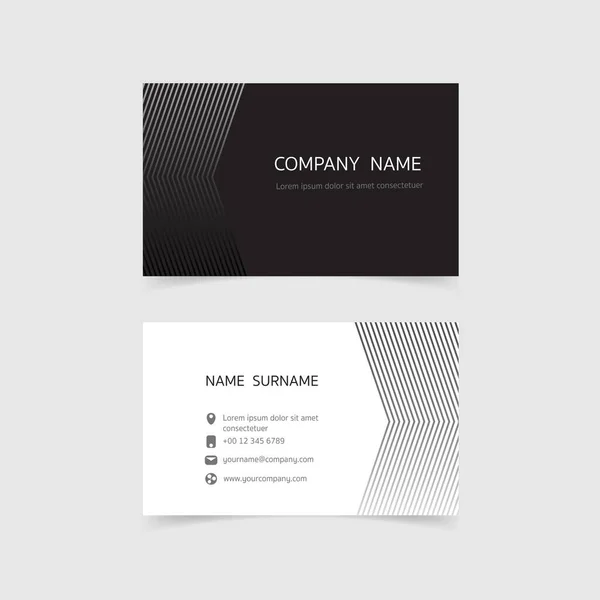 Minimum kartvizit baskı şablonu tasarımı. Siyah beyaz renk ve basit temiz bir düzen. Vektör illüstrasyon düz tasarım.