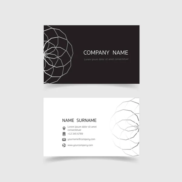 Minimal Business Card Print Template Design Black White Color Simple — Stock Vector