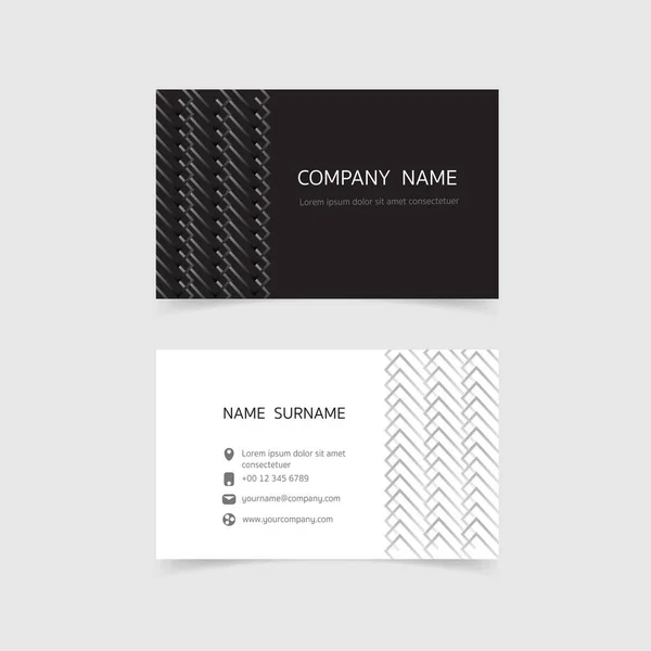 Minimum kartvizit baskı şablonu tasarımı. Siyah beyaz renk ve basit temiz bir düzen. Vektör illüstrasyon düz tasarım.