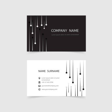 Minimum kartvizit baskı şablonu tasarımı. Siyah beyaz renk ve basit temiz bir düzen. Vektör illüstrasyon düz tasarım.