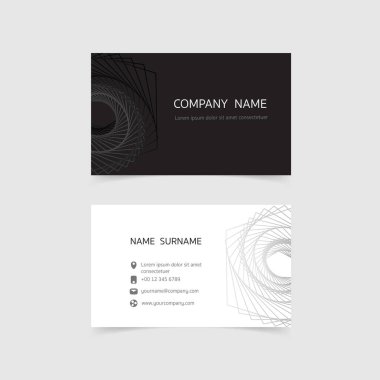 Minimum kartvizit baskı şablonu tasarımı, Siyah Beyaz renk ve basit temiz düzen, Vektör illüstrasyon düz tasarım