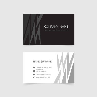 Minimum kartvizit baskı şablonu tasarımı, Siyah Beyaz renk ve basit temiz düzen, Vektör illüstrasyon düz tasarım