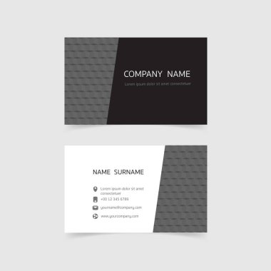 Minimum kartvizit baskı şablonu tasarımı, Siyah Beyaz renk ve basit temiz düzen, Vektör illüstrasyon düz tasarım