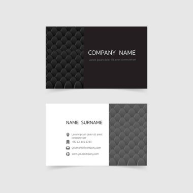 Minimum kartvizit baskı şablonu tasarımı, Siyah Beyaz renk ve basit temiz düzen, Vektör illüstrasyon düz tasarım