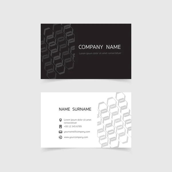 Minimum kartvizit baskı şablonu tasarımı, Siyah Beyaz renk ve basit temiz düzen, Vektör illüstrasyon düz tasarım