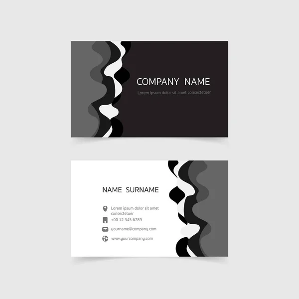 Minimal Business Card Print Template Design Μαύρο Λευκό Χρώμα Και — Διανυσματικό Αρχείο