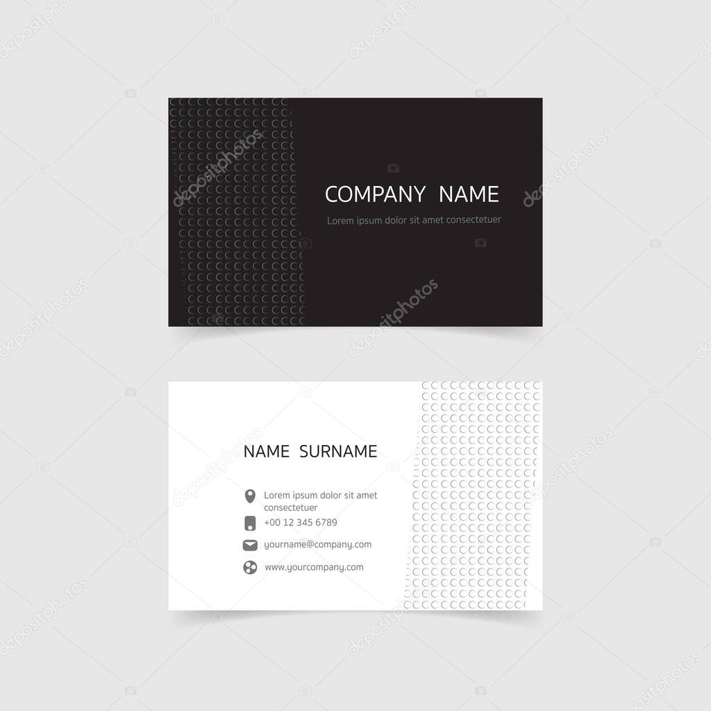 Minimal business card print template design, Black White color and simple clean layout, Vector illustration flat design