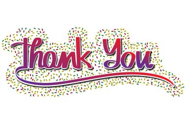 Elle yazılmış yazılar, beyaz arka planda konfetilerle birlikte yazılar, selamlama için vektör illüstrasyon tasarımı, pankart,