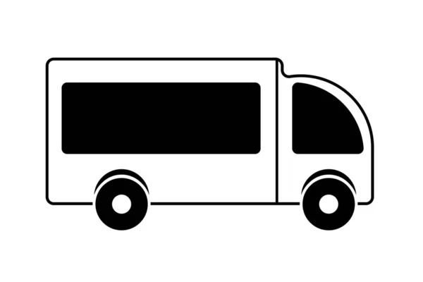Значок Доставки Вантажівки Чорно Білий Ізольованим Фоном Плоский Векторний Дизайн — стоковий вектор