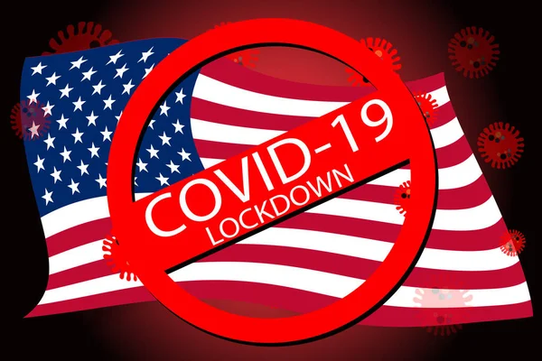 Covid-19-usa Coronavirus COVID-19 ABD arkaplan bandı ile kapatıldı. Vektör illüstrasyon tasarımı.