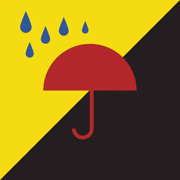 Şemsiye yağmuru mevsimi ikonu. Düz, yüksek kontrastlı gölgeleme. Vektör illüstrasyon tasarımı,
