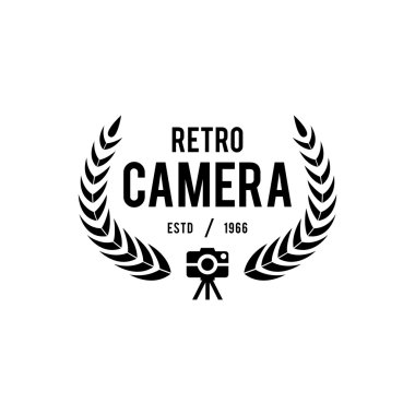 Fotoğraf logo, rozetleri ve etiket tasarım öğeleri kümesi. Fotoğraf kamera vintage tarzı nesneler, retro vektör çizim.