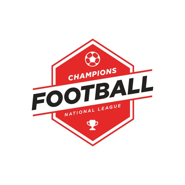 Logo de fútbol en negro y rojo, estilo vintage . — Vector de stock