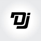 DJ logo tervezés. Creative tipográfia kezelés, fekete-fehér