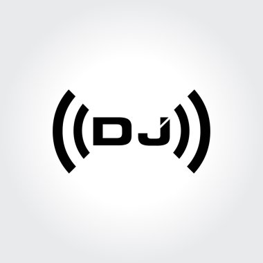 DJ logo tasarımı. Yaratıcı tipografi tedavi siyah beyaz