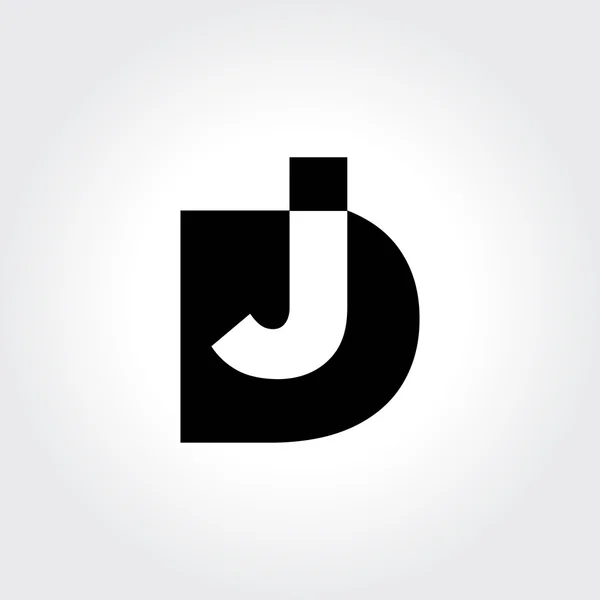 Diseño del logo DJ. Tratamiento tipográfico creativo en blanco y negro — Vector de stock