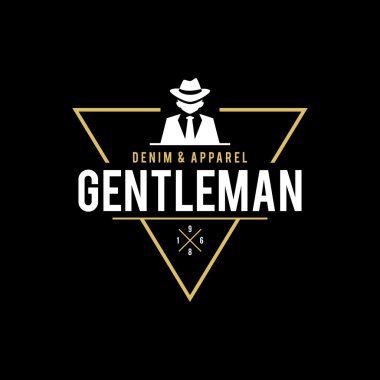 Retro rozet gangster ve mafya temalı. Siyah elbiseli adam. Vektör çizim