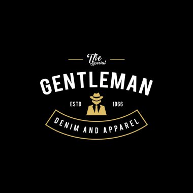 Retro rozet gangster ve mafya temalı. Siyah elbiseli adam. Vektör çizim