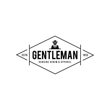 Retro rozet gangster ve mafya. Siyah elbiseli adam. Vektör çizim