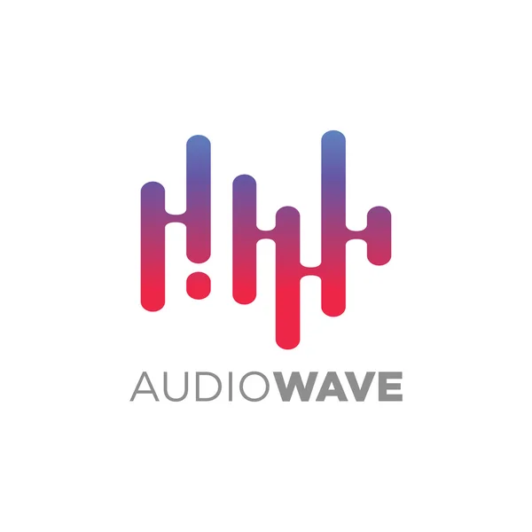 Concepto de logotipo de onda de audio, Tecnología multimedia temática, Forma abstracta — Vector de stock