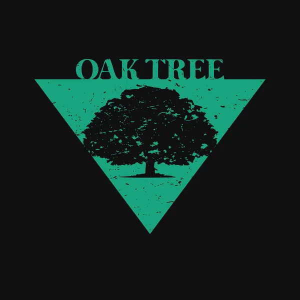 暗いバック グラウンドに樫の木のロゴ — ストックベクタ