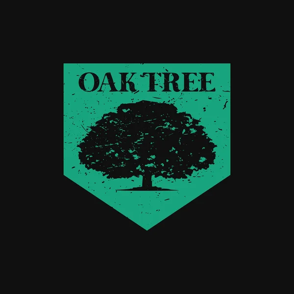 暗いバック グラウンドに樫の木のロゴ — ストックベクタ